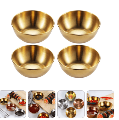 Golden Stainless Steel Seasoning Plate - Luxurious Elegance for Gourmet Delights" - Artessia