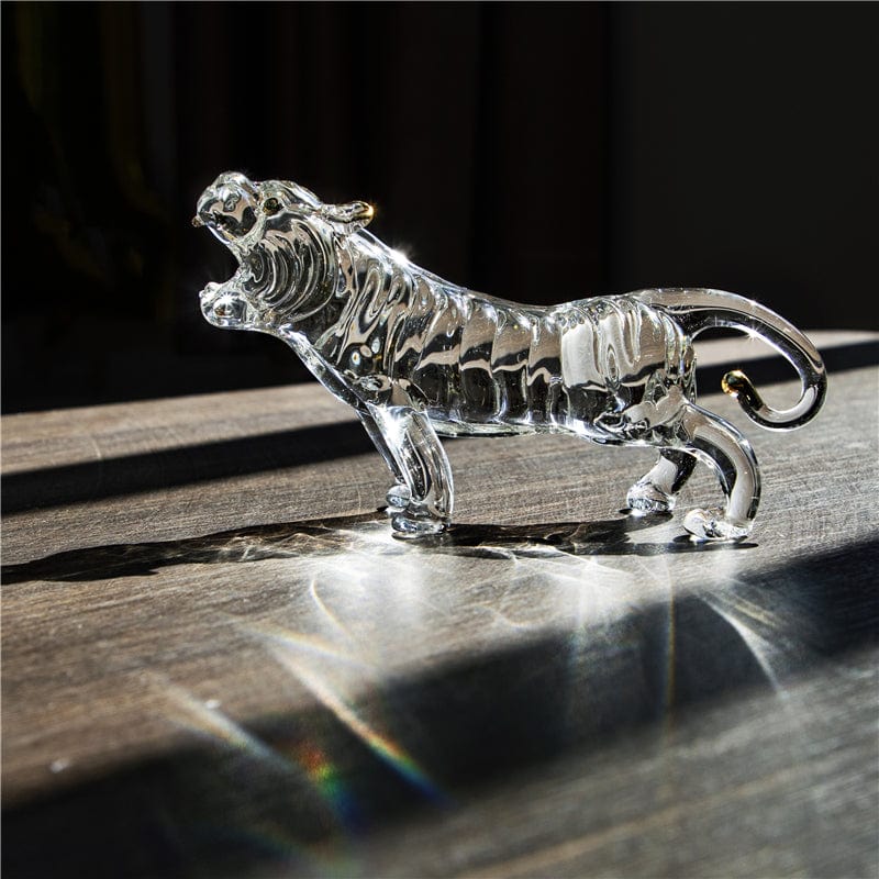 Handmade Lucky Crystal Tiger Statue Desktop Ornament - Artessia