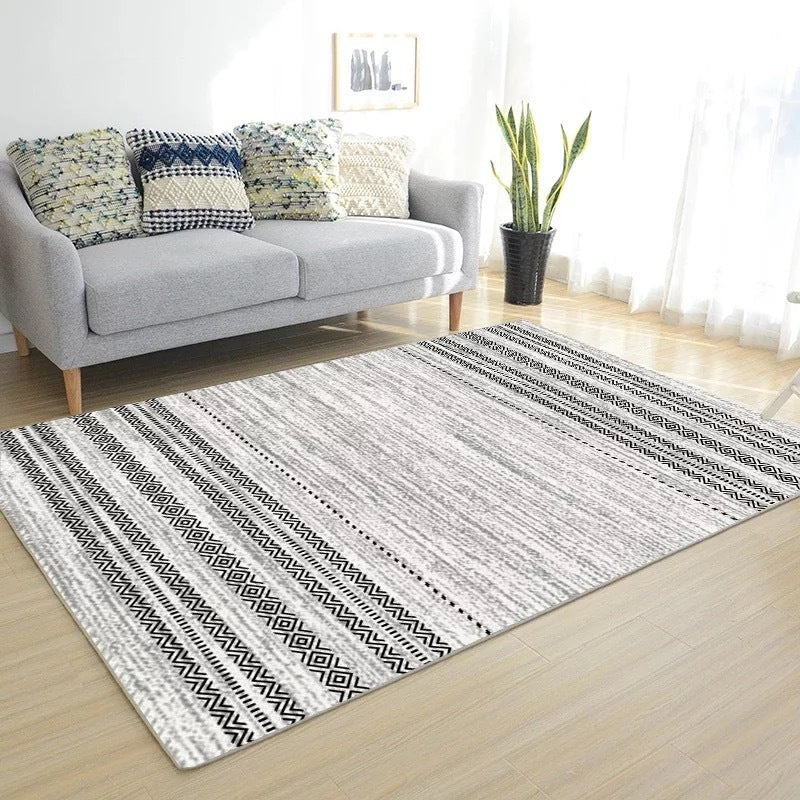 Modern Minimalist Rectangle Living Room Carpet | Contemporary Area Rug for Home Decor