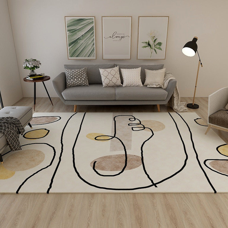 Modern Minimalist Rectangle Living Room Carpet | Contemporary Area Rug for Home Decor