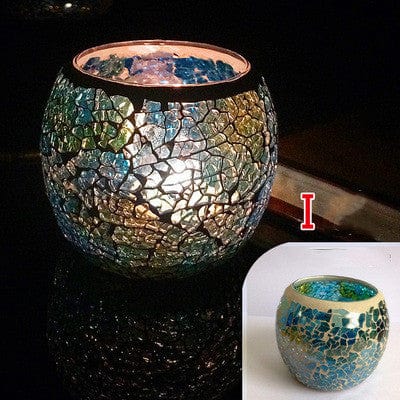 Elegant European Glass Mosaic Candle Holder – Perfect Gift Ornament for Home Decor - Artessia