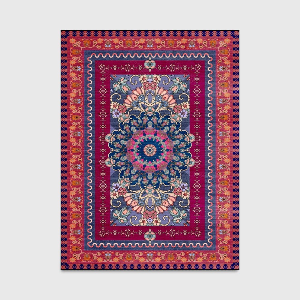 Retro Purplish Red Persian Blanket Ethnic Style Carpet - Artessia