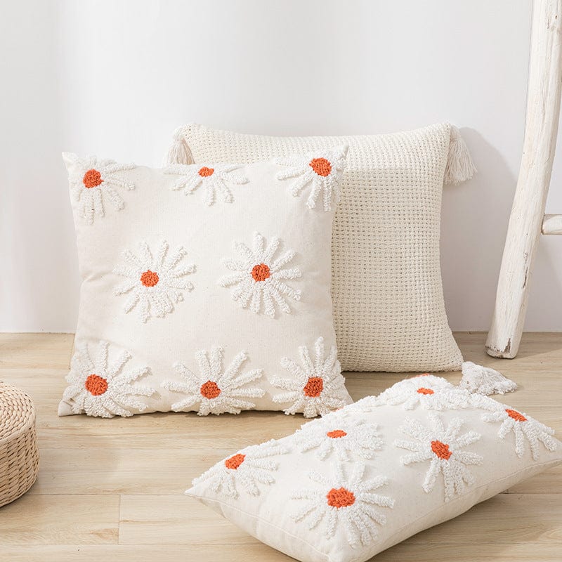 Scandinavian Floral Tufted Tassel Pillowcases - Artessia