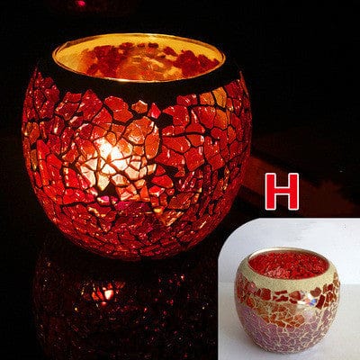 Elegant European Glass Mosaic Candle Holder – Perfect Gift Ornament for Home Decor - Artessia