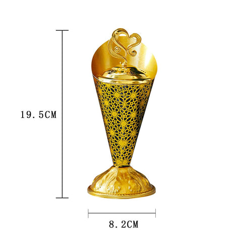 European Style Golden Pattern Light Luxury Metal Incense Burner Desktop