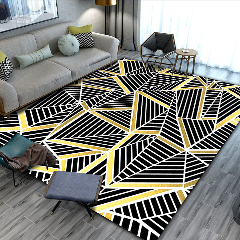 Modern Geometric Navy & Gold Carpet - Luxurious Design for Stylish Interiors