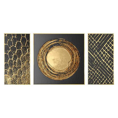 Luxurious Abstract Golden Canvas Wall Art Set for Elegant Interiors - Artessia