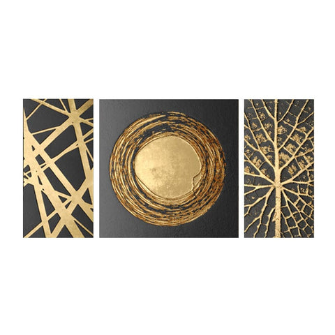 Luxurious Abstract Golden Canvas Wall Art Set for Elegant Interiors - Artessia