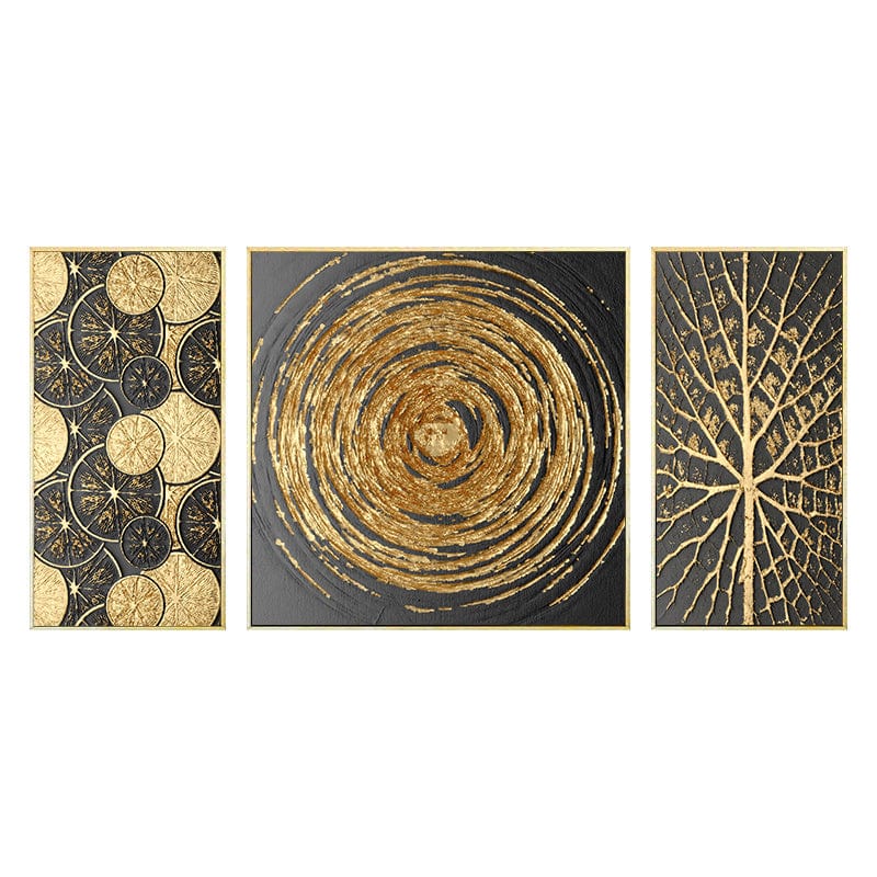 Luxurious Abstract Golden Canvas Wall Art Set for Elegant Interiors - Artessia