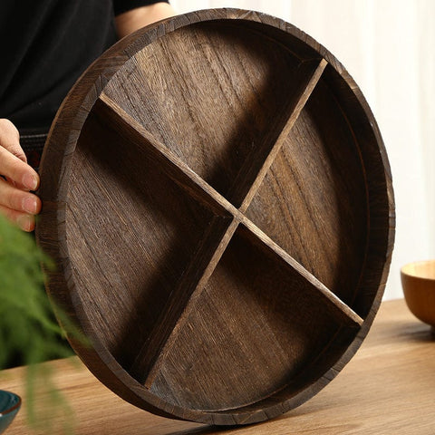 Simple Wooden Grid Dry Fruit Tray for Creative Household Coffee Tables"