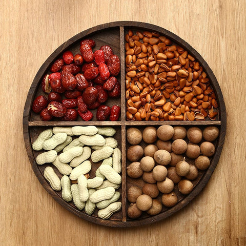 Simple Wooden Grid Dry Fruit Tray for Creative Household Coffee Tables"