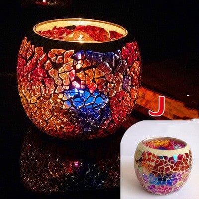 Elegant European Glass Mosaic Candle Holder – Perfect Gift Ornament for Home Decor - Artessia