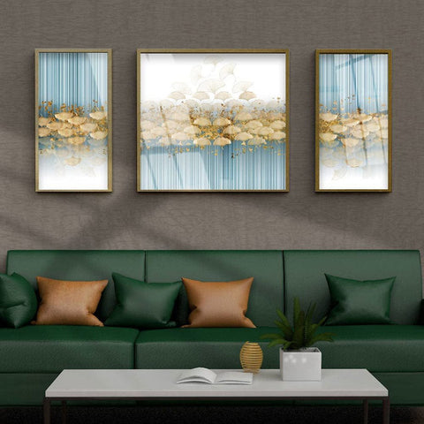 Luxurious Abstract Golden Canvas Wall Art Set for Elegant Interiors - Artessia