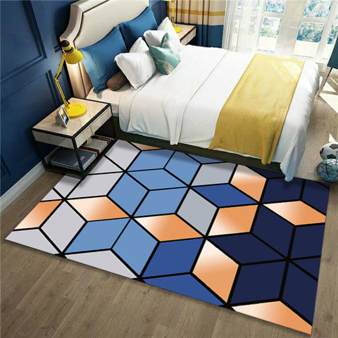 Modern Geometric Navy & Gold Carpet - Luxurious Design for Stylish Interiors