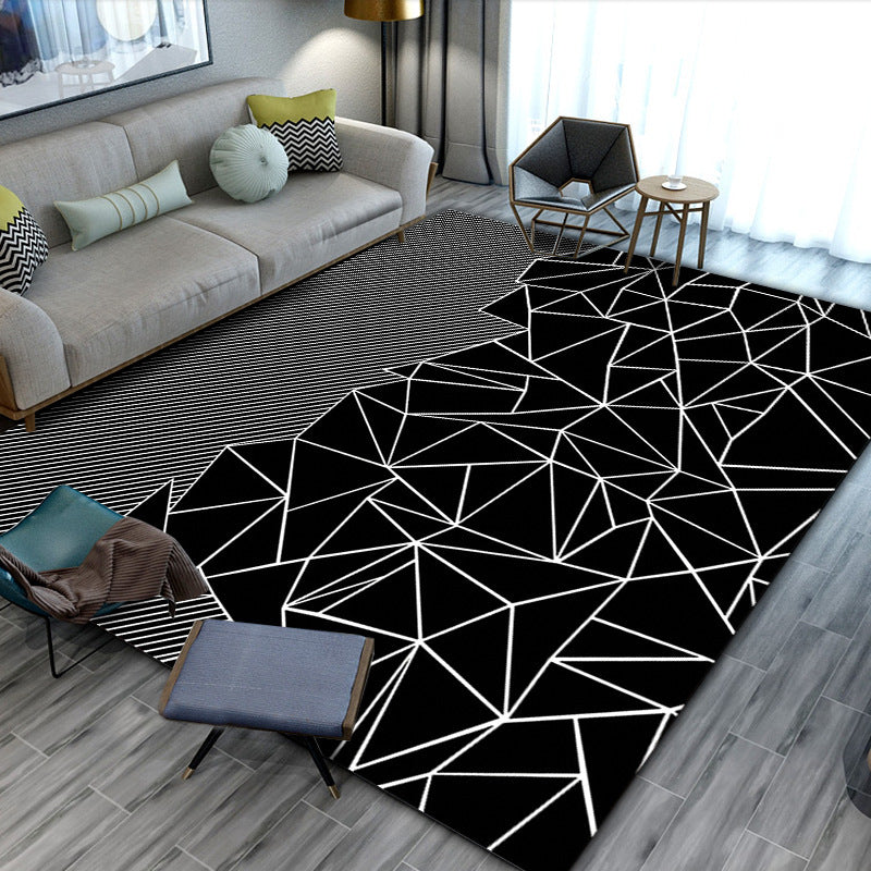 Modern Geometric Navy & Gold Carpet - Luxurious Design for Stylish Interiors