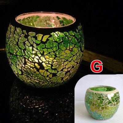 Elegant European Glass Mosaic Candle Holder – Perfect Gift Ornament for Home Decor - Artessia