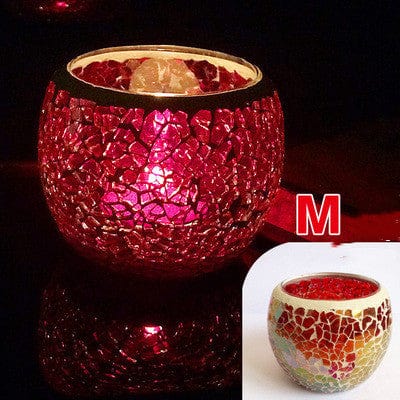 Elegant European Glass Mosaic Candle Holder – Perfect Gift Ornament for Home Decor - Artessia