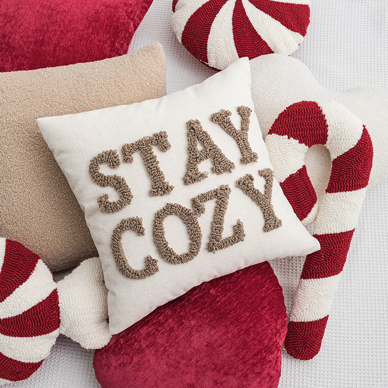 Velvet Embroidered Christmas Pillow Set – Candy & Candy Cane Designs